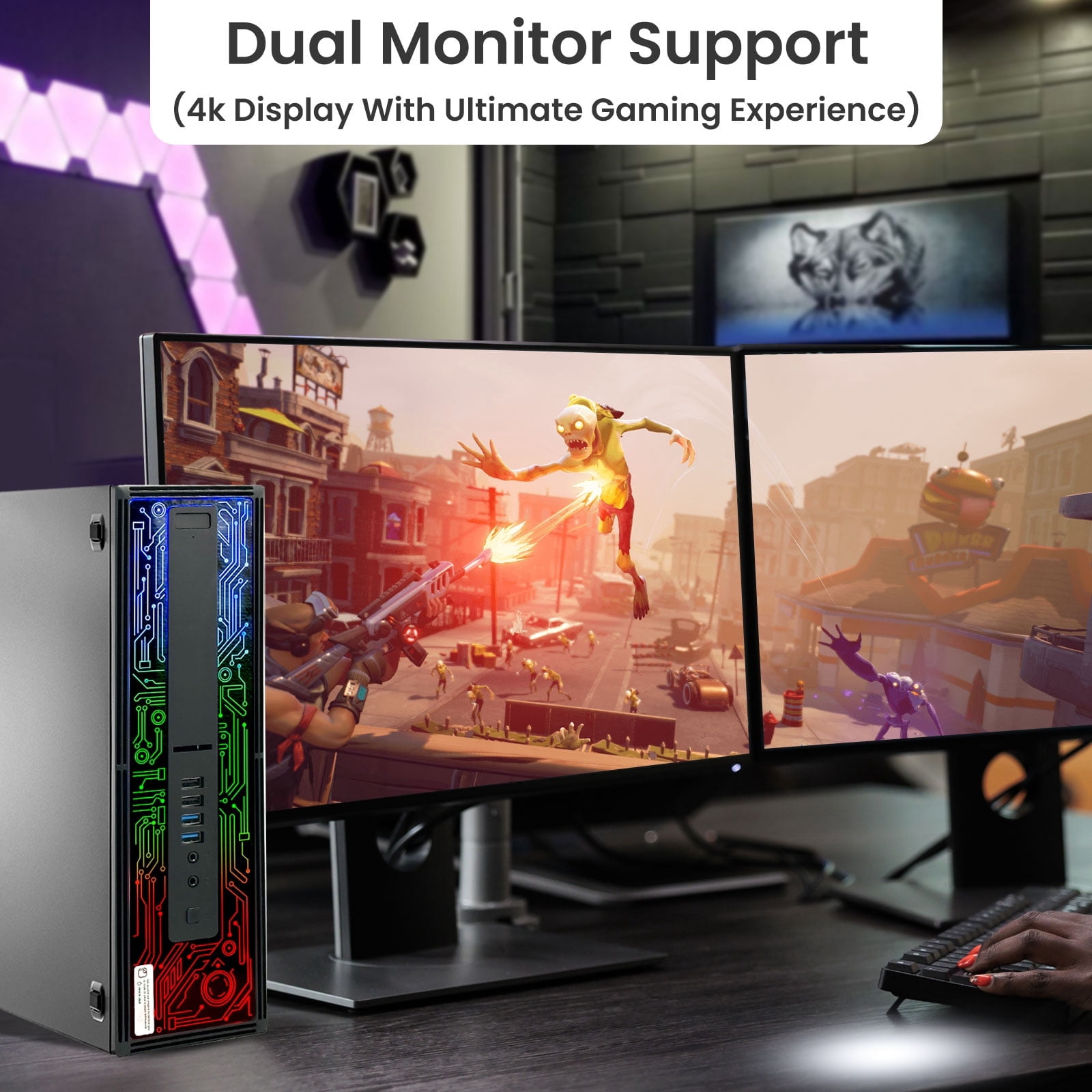 Restored HP G2 RGB Gaming Desktop Computer PC Intel i7 6th Gen. NVIDIA GeForce GT 1030 DDR5, 16GB Ram, 512GB SSD, 22 inch Monitor, Gaming Keyboard Mouse, Speaker, WiFi, Windows 11 Pro (Refurbished)