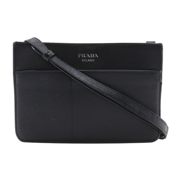 Pre-Owned Prada Mini Shoulder Bag, Saffiano, Black, Snap Button, Unisex (Fair)