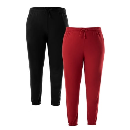 Terra & Sky Women's Plus Size Fleece Sweatpants, 2-Pack