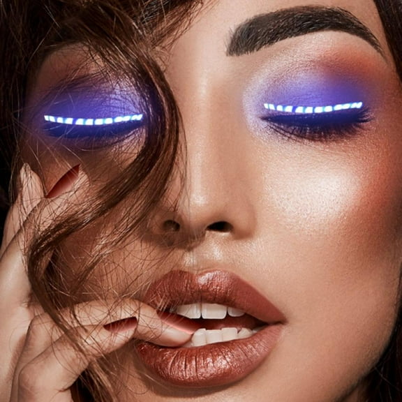 2 Pair LED Light Up False Eyelashes Luminous Lashes Fake Eye Lash Party Props for Halloween Masquerade,White