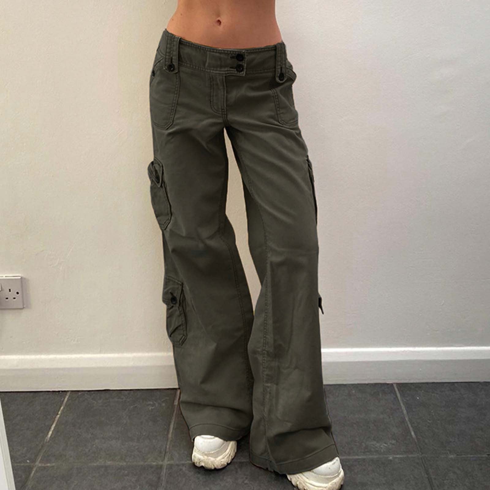 Lilgiuy Women Low Waist Loose Pocket Trousers Hippie PunkFull Length Pants  Jeans Winter Fashion 2022 