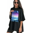 thumbnail image 3 of Plus Size Shirt for Women Black Tops for Women Short Sleeves Shirt for Women Sky In The Crystal T Shirt Crewneck Shirt for Women XL, 3 of 5