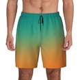 thumbnail image 2 of Picia Orange To Teal Gradient1 pattern Mens Swim Trunks with Compression Liner Stretch Beach Shorts Quick Dry with Zipper Pockets No-Chafing Board Shorts-XX-Large, 2 of 9