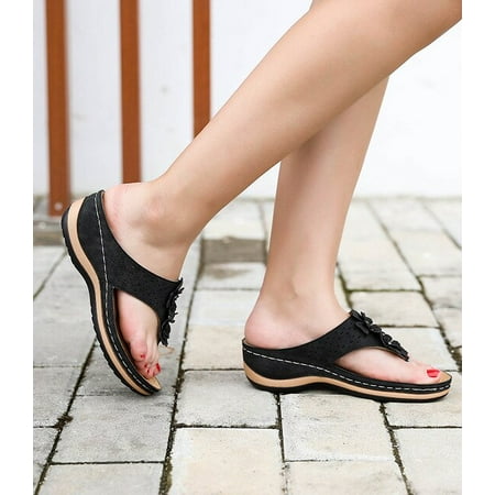 

Summer Flat Sandal for Women 5 Colors Sandales Multicolor Retro Flowers Flip-flops Women Slippers Sandalias Mujer Platform Shoes