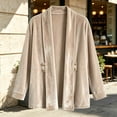 thumbnail image 5 of QIYAGBSA Womens Velour Cardigan Soft Open Front Shawl Collar Long Sleeve Decorative Button Casual Fall Winter Outerwear Sweaters(Khaki, XL), 5 of 5