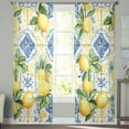 thumbnail image 2 of Botanical Lemon Sheer Curtains 72 Inches Long 2 Panels Set, Window Sheer Curtains for Living Room/Bedroom, Spring Countryside Floral Blue Tile Light Filtering Rod Pocket Curtain 52'' x 72'' x 2, 2 of 7