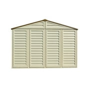 DuraMax 10.5ft x 13ft Woodbridge Plus Plastic Vinyl Outdoor Shed w/ Foundation Kit & Window
