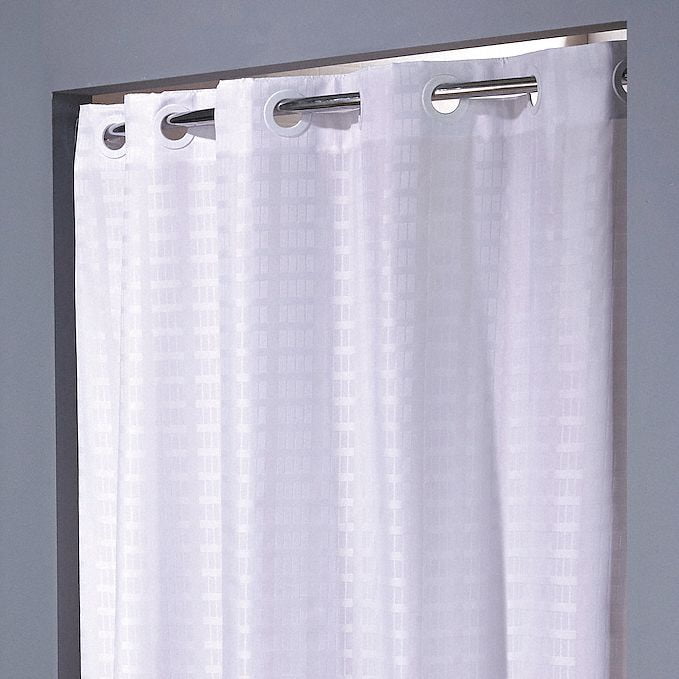 Hookless Shower Curtain with Mesh Panel  Mildew Resistant  White 