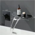 thumbnail image 3 of JERFIT Matte Black Wall Mount Waterfall Bathroom Sink Faucet, Single Handle Modern Tub Filler with Rough in Valve, High Flow Deck Mount Faucet for Vanity, 3 of 10