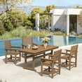 thumbnail image 6 of DYCANPO 5-Piece Outdoor Dining Set with Umbrella Hole, HDPS Rectangle Patio Table Set for 4, Light Brown, 6 of 7