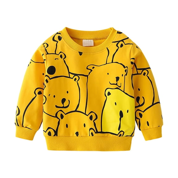 Mercatoo Kids Boys Cute Sweatshirts 𝐁ear Graphic Long Sleeve Crewneck Hoodies 𝐘2K Cotton Pullover Shirts Fall Winter Clothes