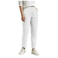 thumbnail image 3 of UngA Womens Casual Pants Women Cotton Linen Casual Summer Straight Wide Leg Loose Drawstring Elastic Waist Cropped Trouser White,XL, 3 of 6