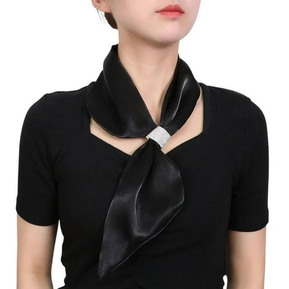 SWSMCLT Women's Summer Scarf Fashion Soft Pull On Date Night Lightweight Scarves & Wraps Muffler Thin Fall Spring Black One Size