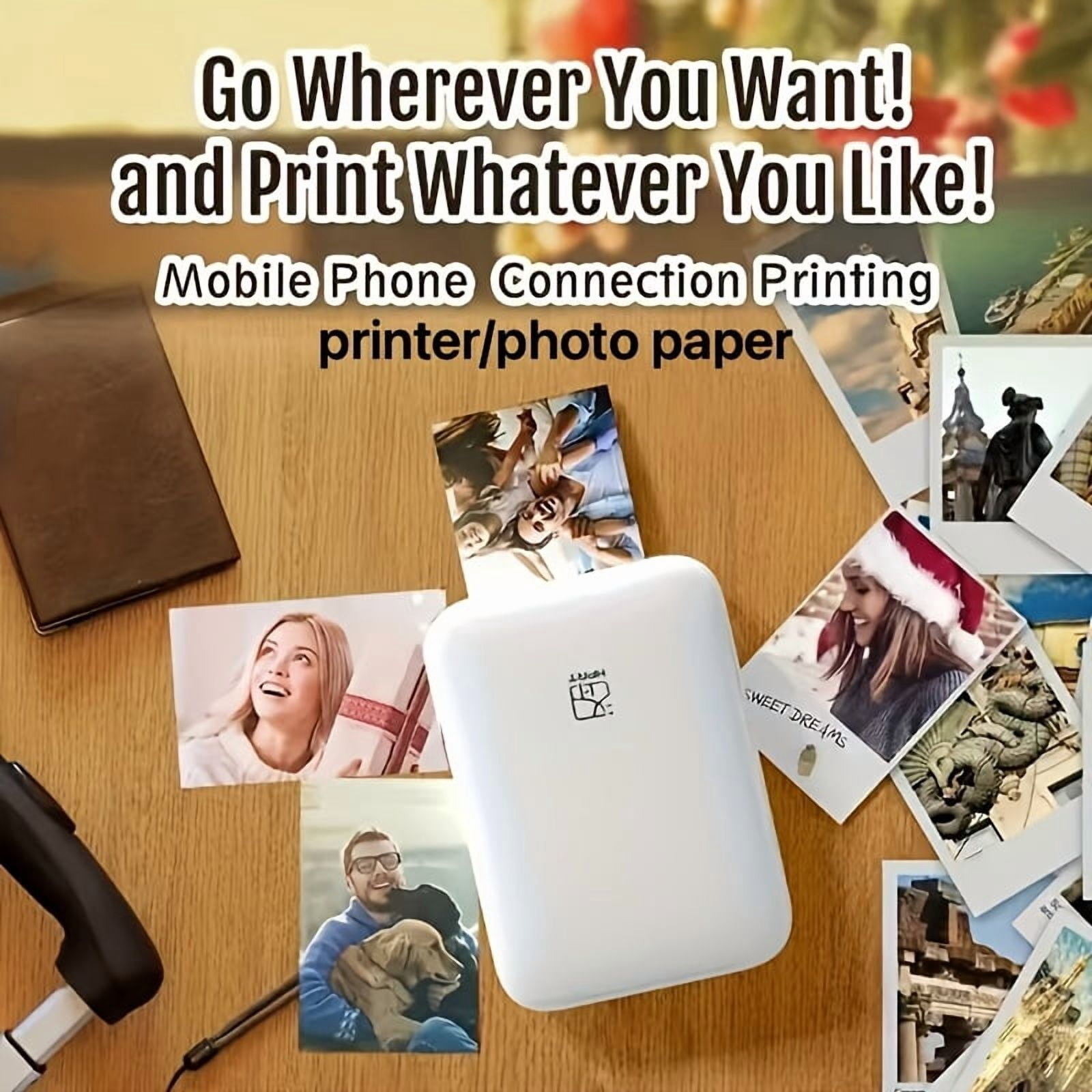 Wireless Portable ZINK Photo Printer for iOS Android - Mini Mobile Phone Printer with High Definition Color Reproduction (Includes 5 Free Sheets)