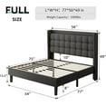 thumbnail image 3 of ipormis Full Size Bed Frame with Charging Station，Upholstered Platform Bed Frame  with Wingback Storage Headboard, No Box Spring Needed, Dark Grey, 3 of 8