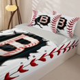 thumbnail image 3 of Homewish Letter B Baseball Player Print Zipper Twin Comforter Sets with Fitted Sheet and 2 Pillowcases,Sports Monogram Zipper Bedding Set For Kids Boys And Girls,Reversible,4-Piece, 3 of 7