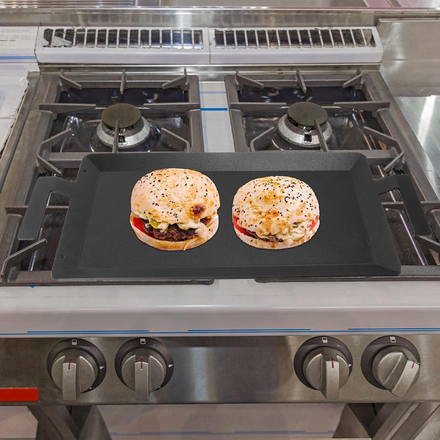 Carbon Steel Griddle - Professional Non-Stick Flat Top Cookware for Induction, Stove, Gas Grill, Electric & More
