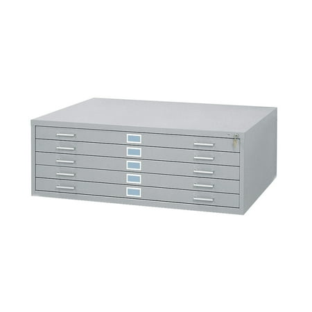 Safco 5 Drawer Metal Flat Files Cabinet for 36" x 48" Documents in Gray