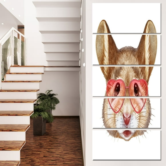 Souris Drôle avec Lunettes en Forme de Cœur - Impression sur Toile d'Art Animalier