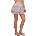 thumbnail image 4 of INSPIRE CHIC Women's Floral Tiered Ruffle Skirts Cute Summer Flowy Chiffon Mini Skirt XL Pink a, 4 of 6