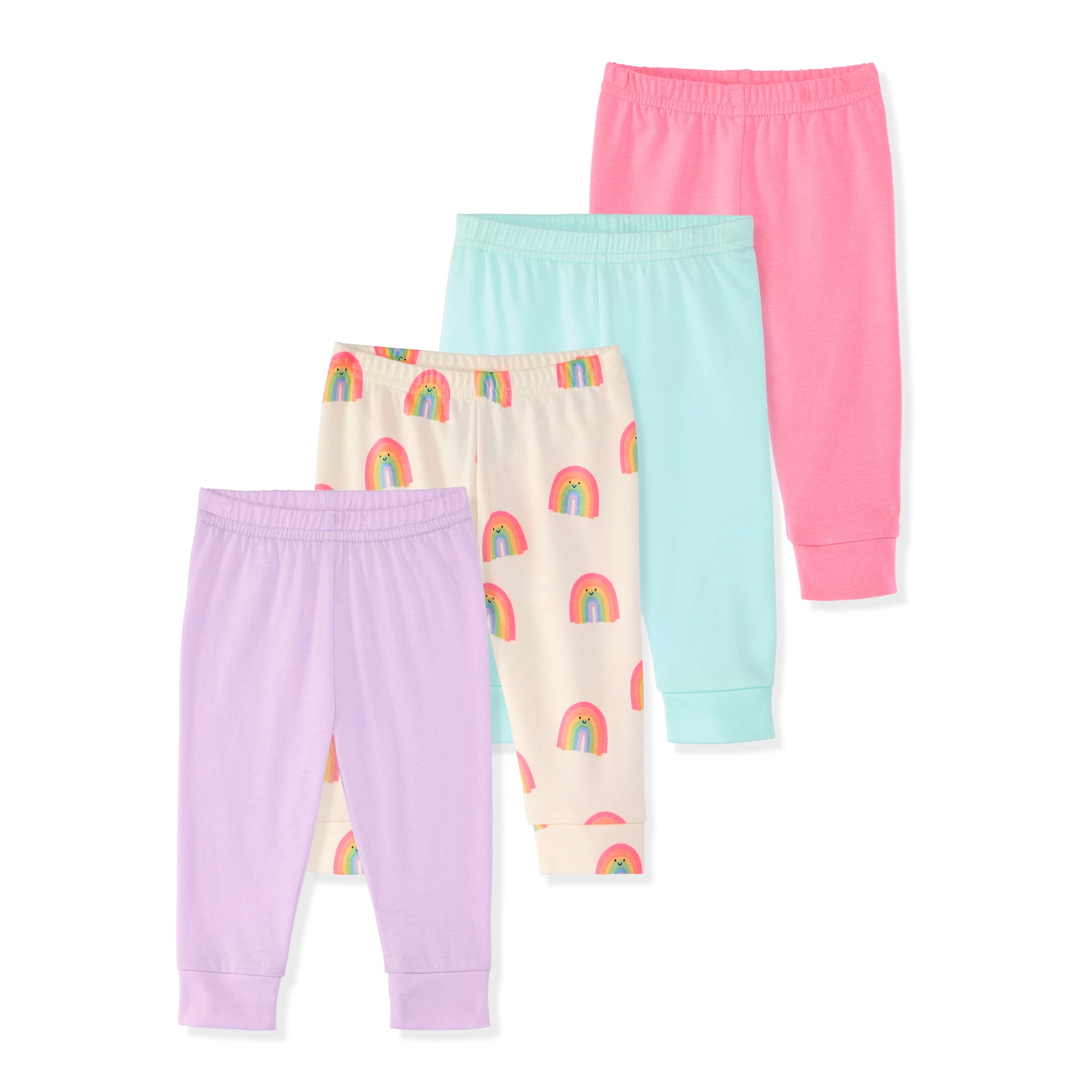 Garanimals Newborn & Baby Girl Cotton Joggers, Solids & Prints, 4-Pack, Sizes 0 - 24M