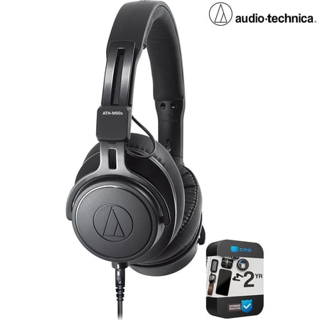 Audio-Technica ATH-M60XA On-Ear Professional Monitor Headphone Bundle with 2 YR CPS Enhanced Protection Pack