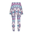 thumbnail image 5 of SCRAWLGOD American Tribal Violet Blue Fashionable Yoga Golf Leggings with Skirt Polyester Spandex Washable Tennis Skorts High Waist Elastic Running Pants Workout Outfits, L, 5 of 7
