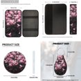 thumbnail image 7 of Pzuqiu Cherry Blossoms Car Accessories Front Rear Seat Covers Steering Wheel Seat Belt Headrest Covers Coaster Center Console Cushion Pad Keychain 14 Pcs Full Set Fit Most SUV Van Sedan Truck, 7 of 7