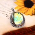 thumbnail image 2 of Big Size Fancy-Shaped Multicolor Labradorite Silver Pendant – Women's Fashion Jewelry, 2 of 2