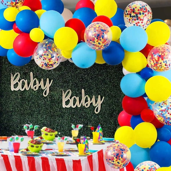 Rainbow Balloons, Natural Latex Material Multi Colorful Balloons, Confetti Balloons For Fiesta Theme Party, Easy Assembly Within 30 Minutes Ideal For Decorating Birthday Celebrations, Party Supplies