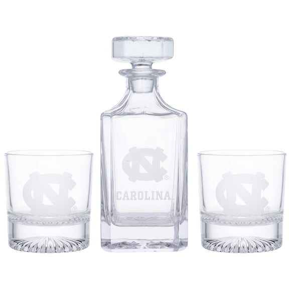 North Carolina Tar Heels Three-Piece Decanter & Rocks Glasses Set