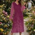 thumbnail image 2 of Wo-Fusoul Robe Patchwork en Velours et Chiffon pour Femmes, Robe Midi à Manches Longues à Col en V, Tenue Élégante pour Fête et Cocktail, 2 of 7