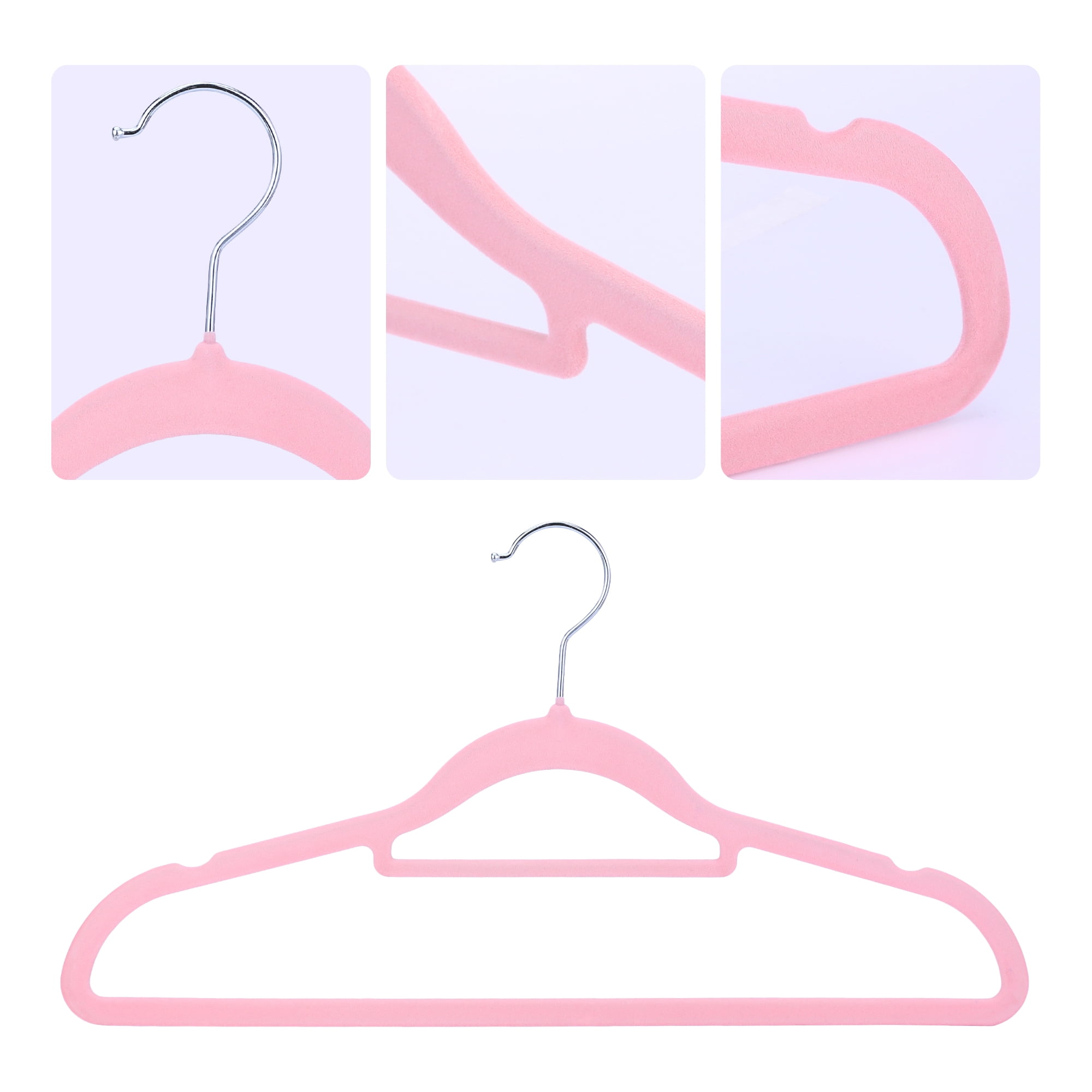 Unique Bargains Non-Slip Velvet Hangers for Closet Organization 10 Pcs Pink