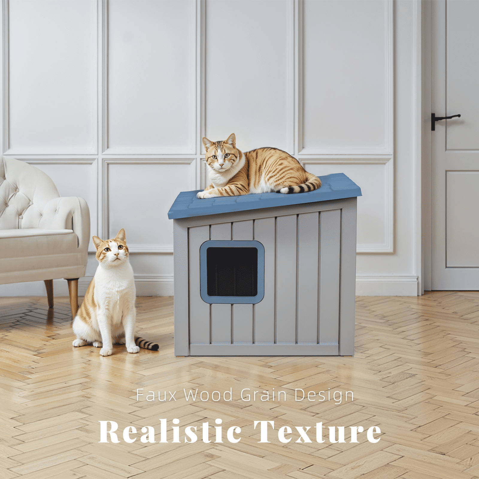 EasyUp Outdoor Cat House,Waterproof Resin Cat Houses for Feral Cats,Robust and Easy to Assemble,Feral Cat Shelter for Winter,Suitable for Cats, Rabbits and Other Small Animals