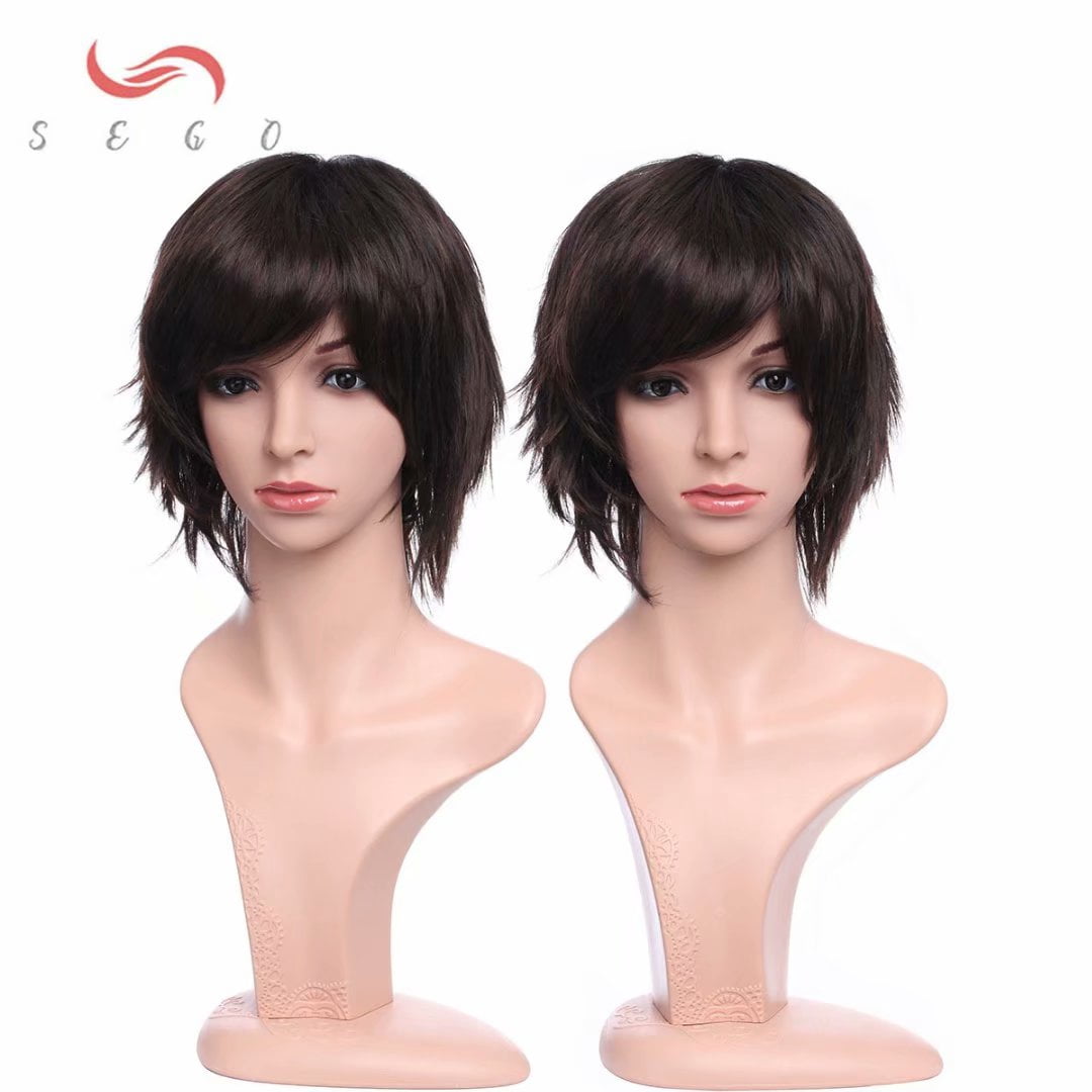 SEGO Long Curly Synthetic Hair Wig with Bangs Short Fluffy Wigs Full Head Heat Resistance Hair Wig for Women