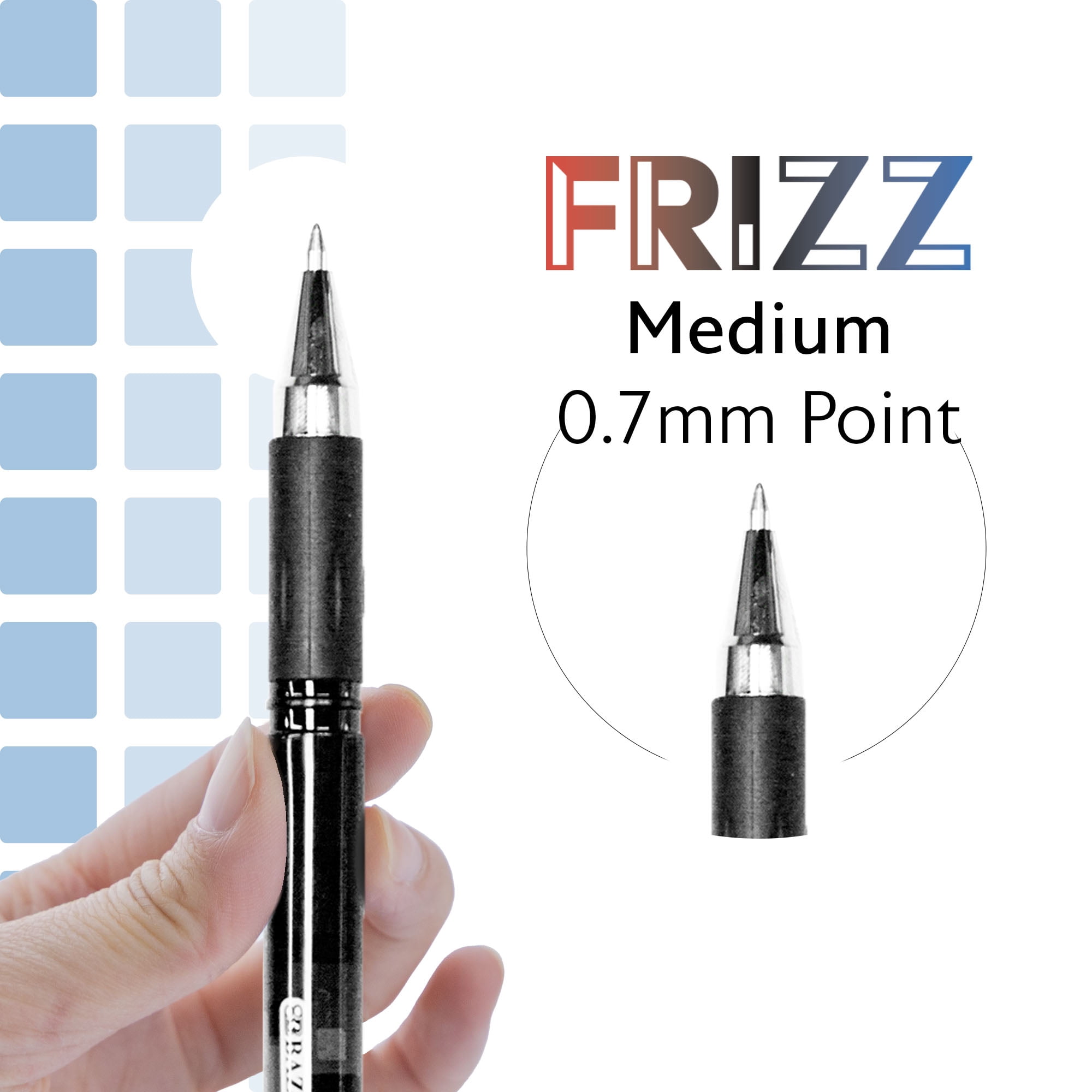 BAZIC Frizz Erasable Gel Pens, 0.7mm Medium Point, Black Ink, Comfort Grip, 24-Pack