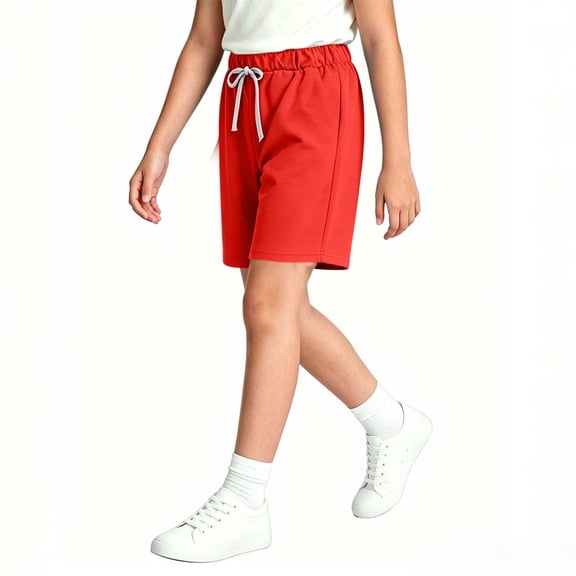 ersvoioy Teen Sweat Shorts Solid Color Elastic Waist Soft Breathable Summer Casual Bottoms for Girls Back to School Shorts 2-18 Years