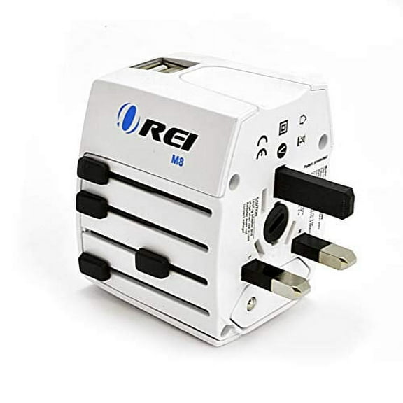 Universal Travel Adapter OREI All in One International Power Adapter with 2.4A Dual USB, European Adapter Travel Power Adapter Wall Charger for UK, EU, AU, Asia Covers 150  Countries