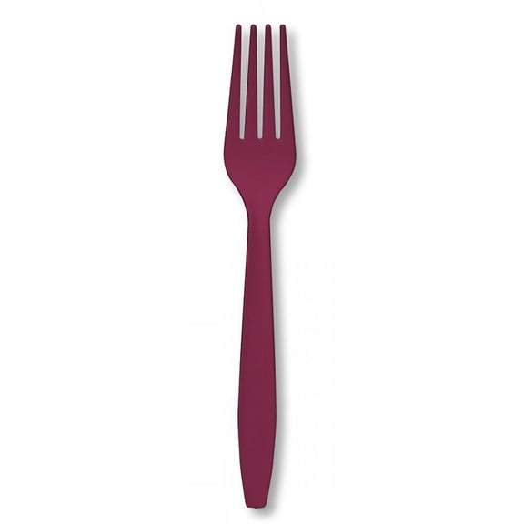 Premium 24 Count Plastic Forks - Burgundy