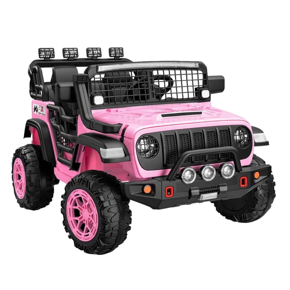 Farmdex 24V Ride on Toys 2-Seater Ride on Truck, 400W Ride on Cars with Remote Control, Electric Car for Kids w/ Power Display, High/Low Speed, Light Control, Bluetooth, Music, Suspension, Pink
