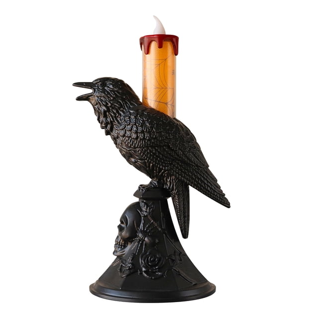 Crows Halloween Decorations, Halloween Crow Lantern Ghost Festival Prop Candlestick Pendant, LED Electronic Candlelight Pumpkin Lantern Night Light Decor