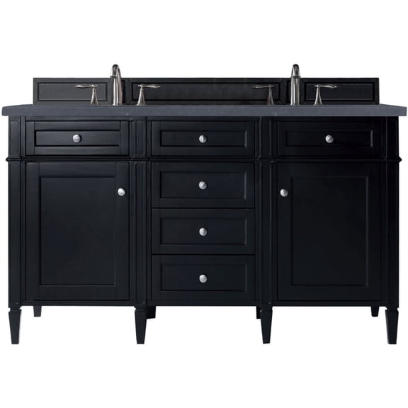 James Martin Vanities 650-V60D-BKO-3CSP Brittany 60" Double Basin Poplar Wood Vanity Set -