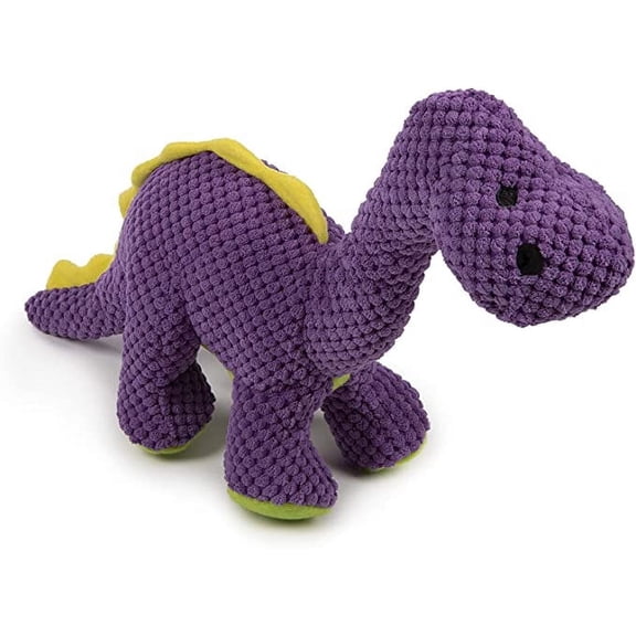goDog Checkers Dinos Bruto Squeaky Plush Dog Toy, Chew Guard Technology - Purple, Large