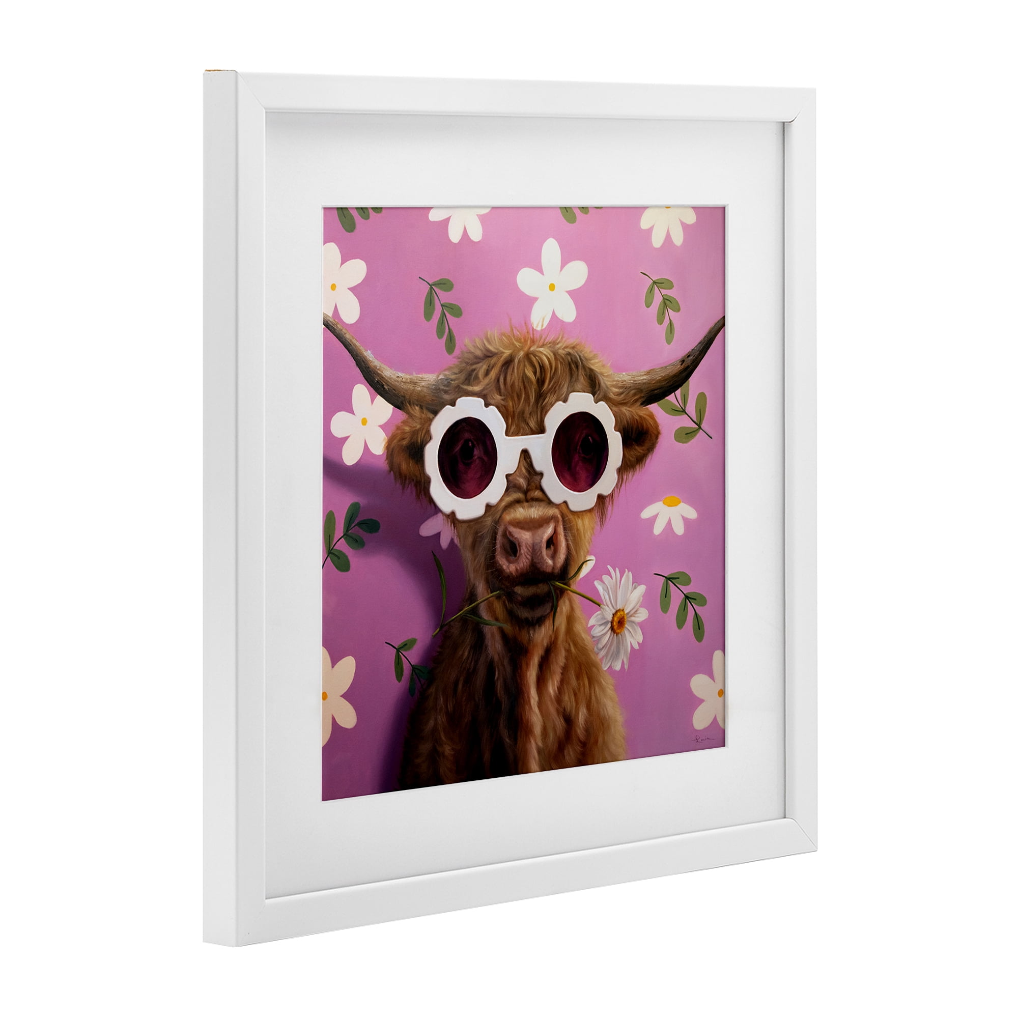 Stupell Industries Fresh As A Daisy Cattle White Framed Print Under Glass, design by Lucia Heffernan