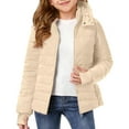 thumbnail image 2 of ATOGUTA Girls Down Coat Kids Winter Quilted Hooded Puffer Jacket with Zipper Pockets Size 3T-12, Beige, 2 of 6