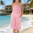thumbnail image 5 of OGLCCG Girls Two Piece Outfits Summer Comfy Travel Beach Vacation Set Cotton Linen Tank Top and Bermuda Shorts with Pockets 3-14 Years, 5 of 8