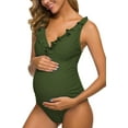 thumbnail image 4 of Ecavus One Piece Maternity Swimsuits Ruffle Flounce Swimwear falbala Monokini Deep V Neck Bathing Suits, 4 of 6