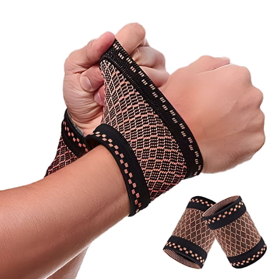 XIRQI 2026 New Copper Wrist Compression Brace (2Pcs),Elastic Wrist Support Sleeve Wrist Braces for Tendonitis,Arthritis,Carpal Tunnel Pain Relief,Soft Wrist Wrap Wristbands for Sport,Fitness,Workout