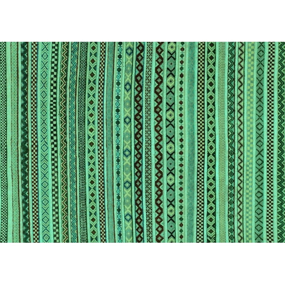 Ahgly Company Indoor Rectangle Abstract Turquoise Blue Modern Area Rugs, 2' x 4'
