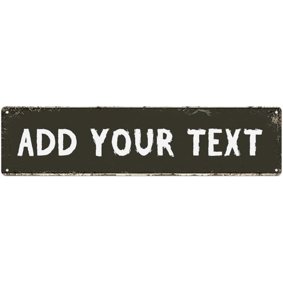 Custom Metal Tin Street Sign, Personalized Direction Sign, Vintage Style, Fade Resistant, 4 x 16 Inches, Black